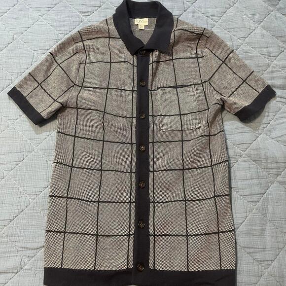 J.Crew Windowpane Check Short Sleeve Button Front Cardigan Women’s XS - Picture 1 of 6